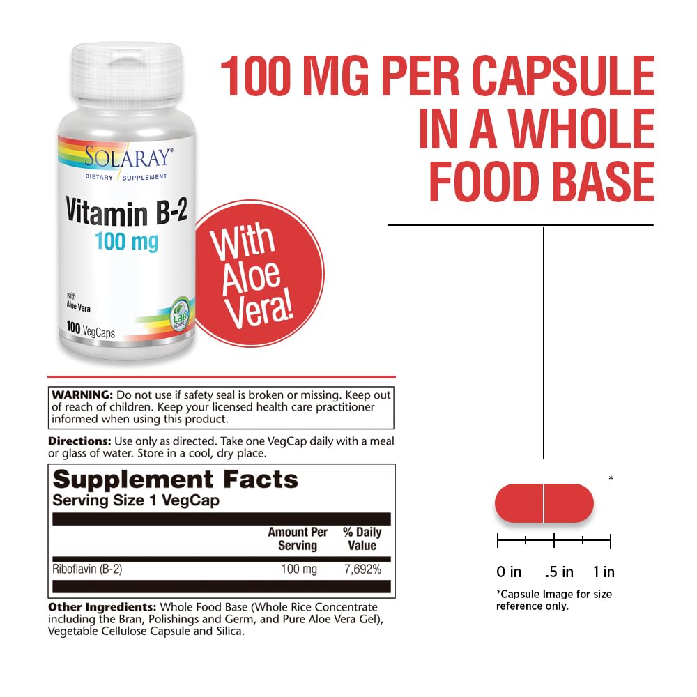 SOLARAY Riboflavin 100 mg supplement facts panel