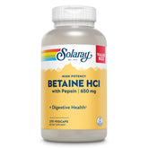Solaray Betaine HCL with Pepsin bottle closeup showing digestion support after meals