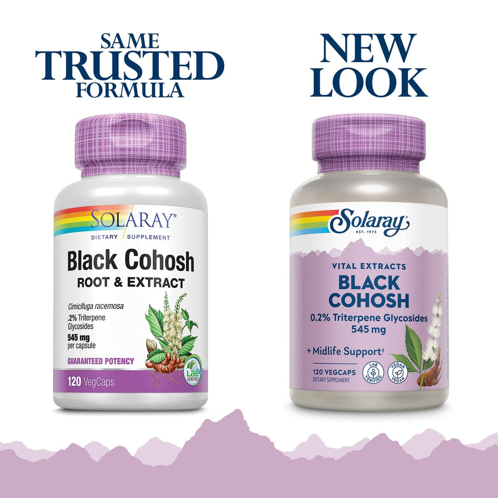 Close-up of Black Cohosh root and extract ingredients