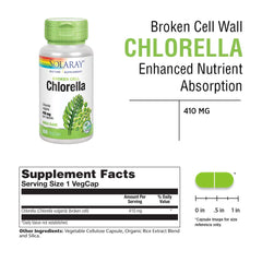 Chlorella ingredients panel showing nutrients