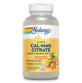 Bottle of Solaray Cal-Mag Citrate Plus D-3 & K-2 Orange Chewables - 90 Count