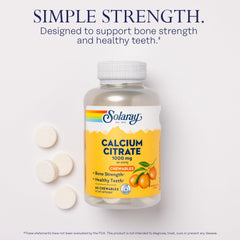 Ingredients panel for Solaray Calcium Citrate 1000 mg orange flavor chewables