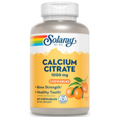 Front label of Solaray Calcium Citrate 1000 mg orange chewables bottle