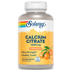 Front label of Solaray Calcium Citrate 1000 mg orange chewables bottle