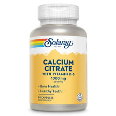 Front label of Solaray Calcium Citrate with Vitamin D3 1000mg bottle