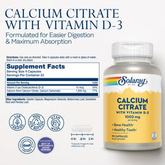 Nutrition facts showing 1000 mg calcium and 400 IU vitamin D-3