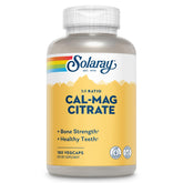 Bottle of Solaray Calcium Magnesium Citrate 1:1 Ratio 180 VegCaps