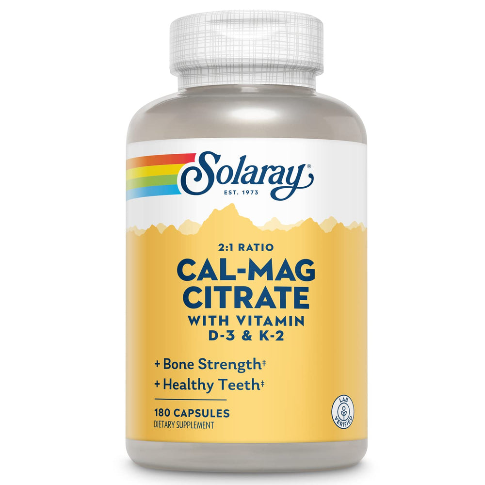 SOLARAY Calcium Magnesium Citrate with D3 and K2 for bone health