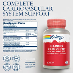 Serving details showing 600 mg Red Yeast Rice, 125 mg Guggul, 100 mg Artichoke