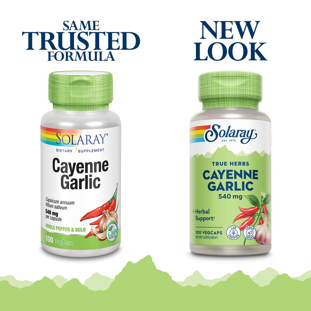 Ingredients panel for SOLARAY Cayenne Garlic 540 mg