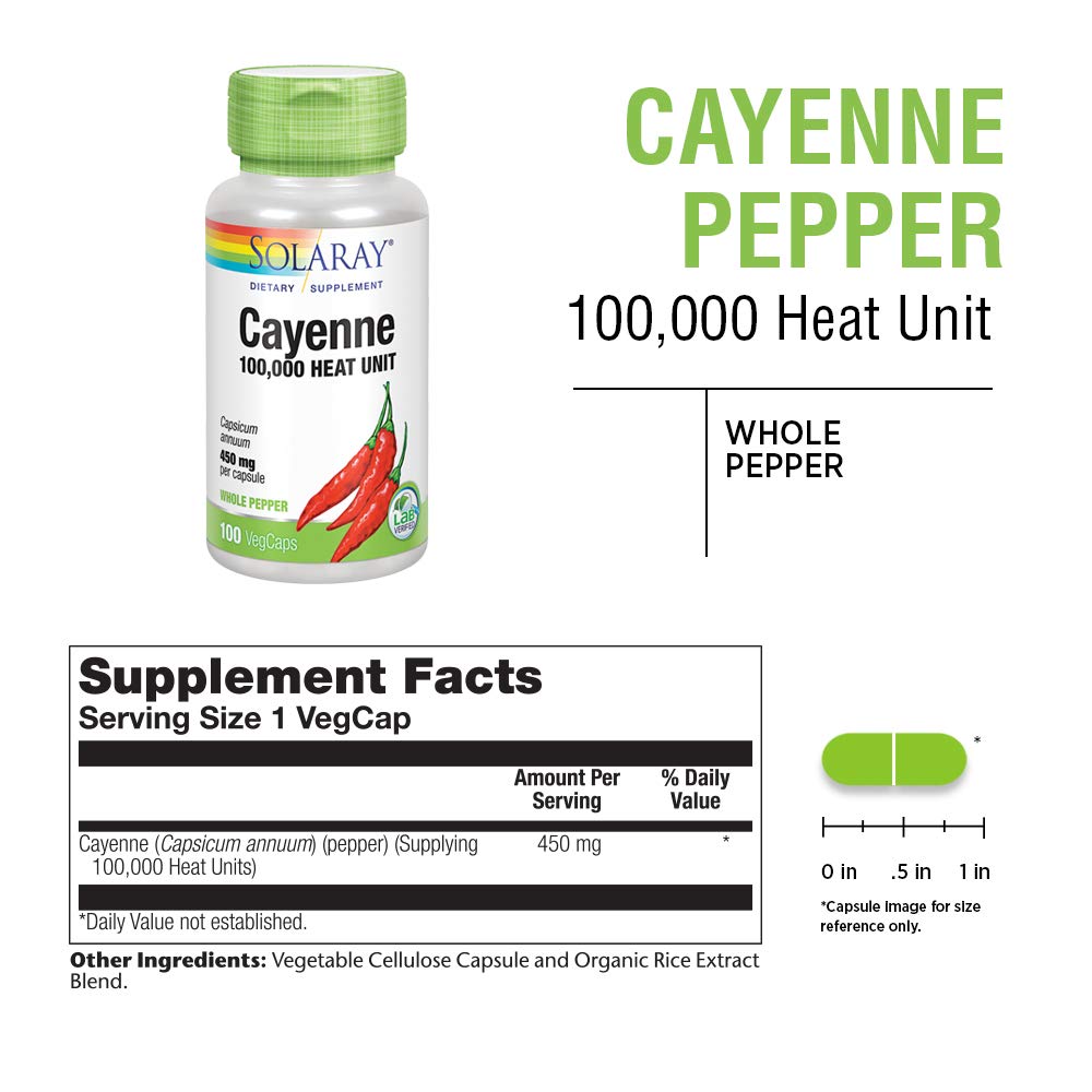 Open bottle with cayenne capsules spilling out