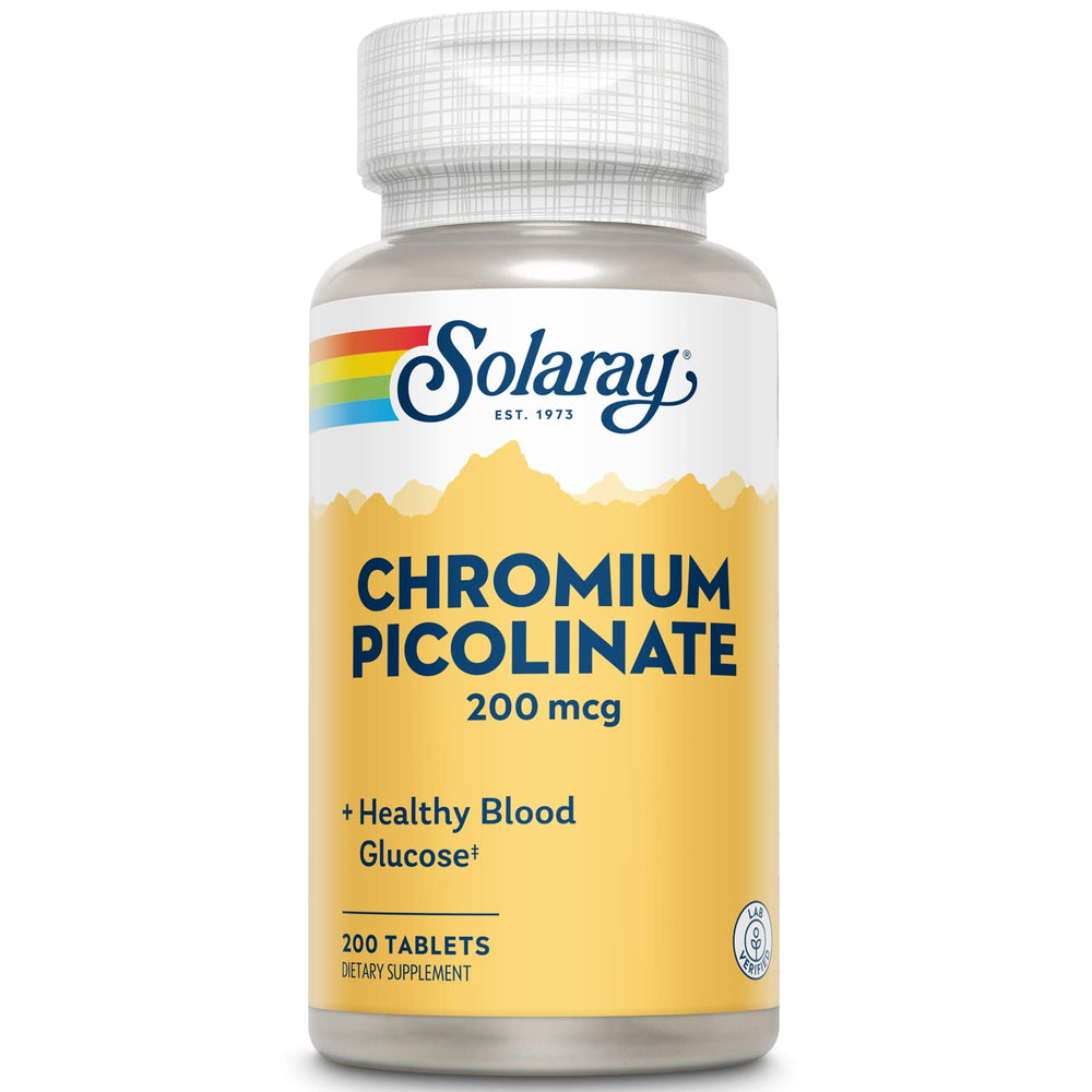 Solaray Chromium Picolinate Tablets 200 mcg bottle back label