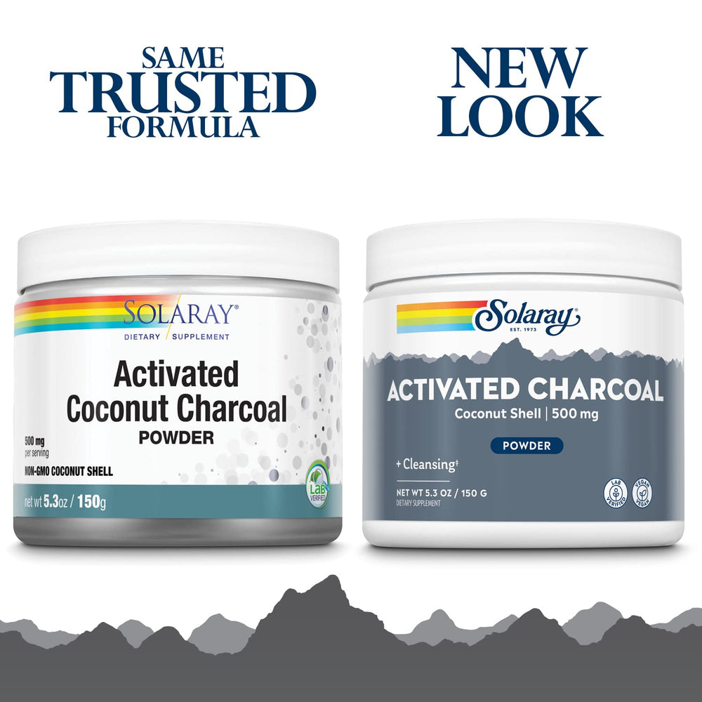Illustration showing digestive support from coconut charcoal powder