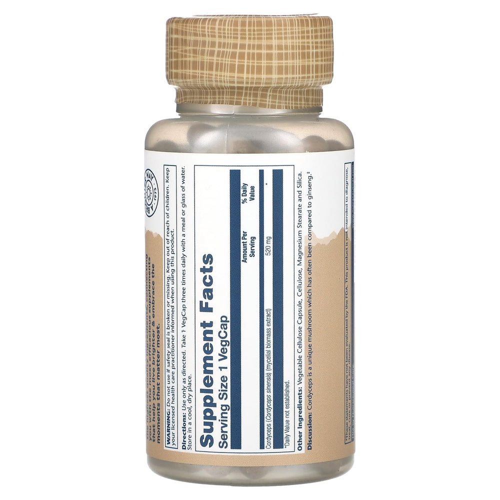SOLARAY Cordyceps bottle label close-up