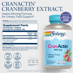Solaray Cranactin Cranberry AF Extract Capsules 400 mg bottle close-up