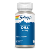 Bottle of Solaray DHA 100 mg softgels with label visible