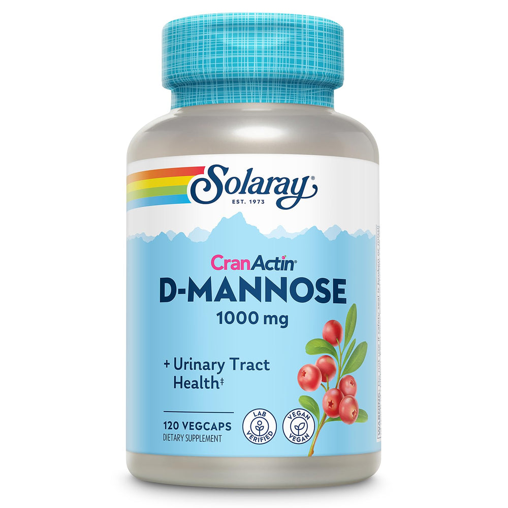 SOLARAY D-Mannose 1000mg bottle supports daily urinary wellness