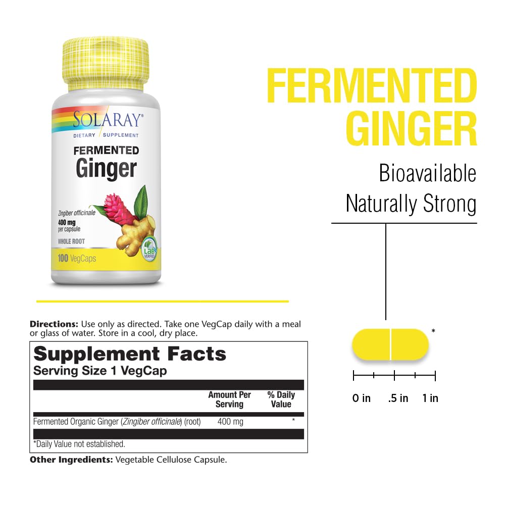 Close-up of 400 mg ginger root capsules