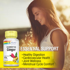 Lab verified label on ginger root supplement
