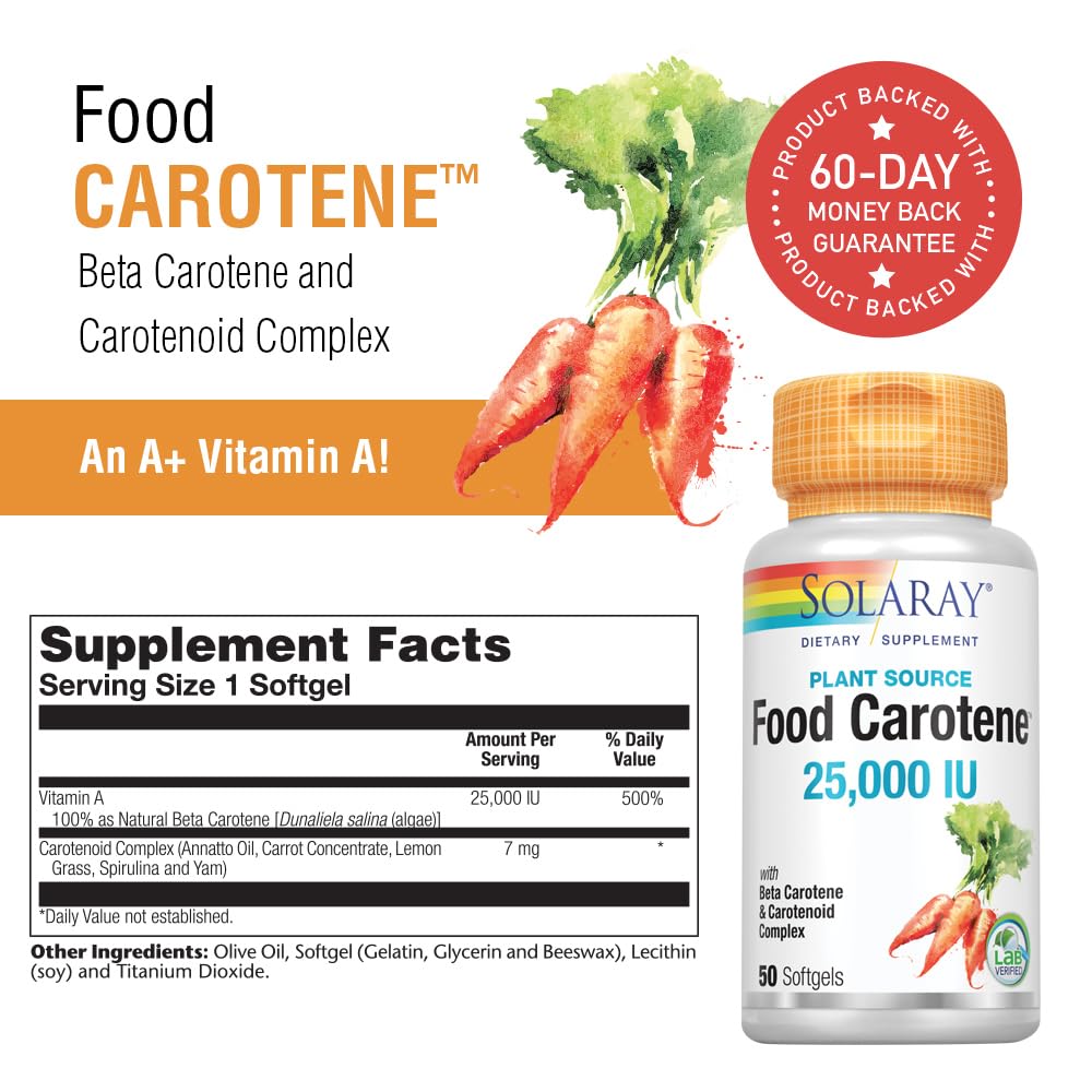 Front view of SOLARAY Food Carotene bottle