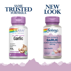 Front label of Solaray Garlic 500mg bottle