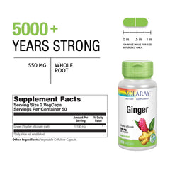 Whole root ginger and capsules display