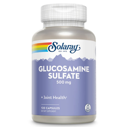 SOLARAY Glucosamine Sulfate 500 mg bottle label – 60 Servings, 120 CT