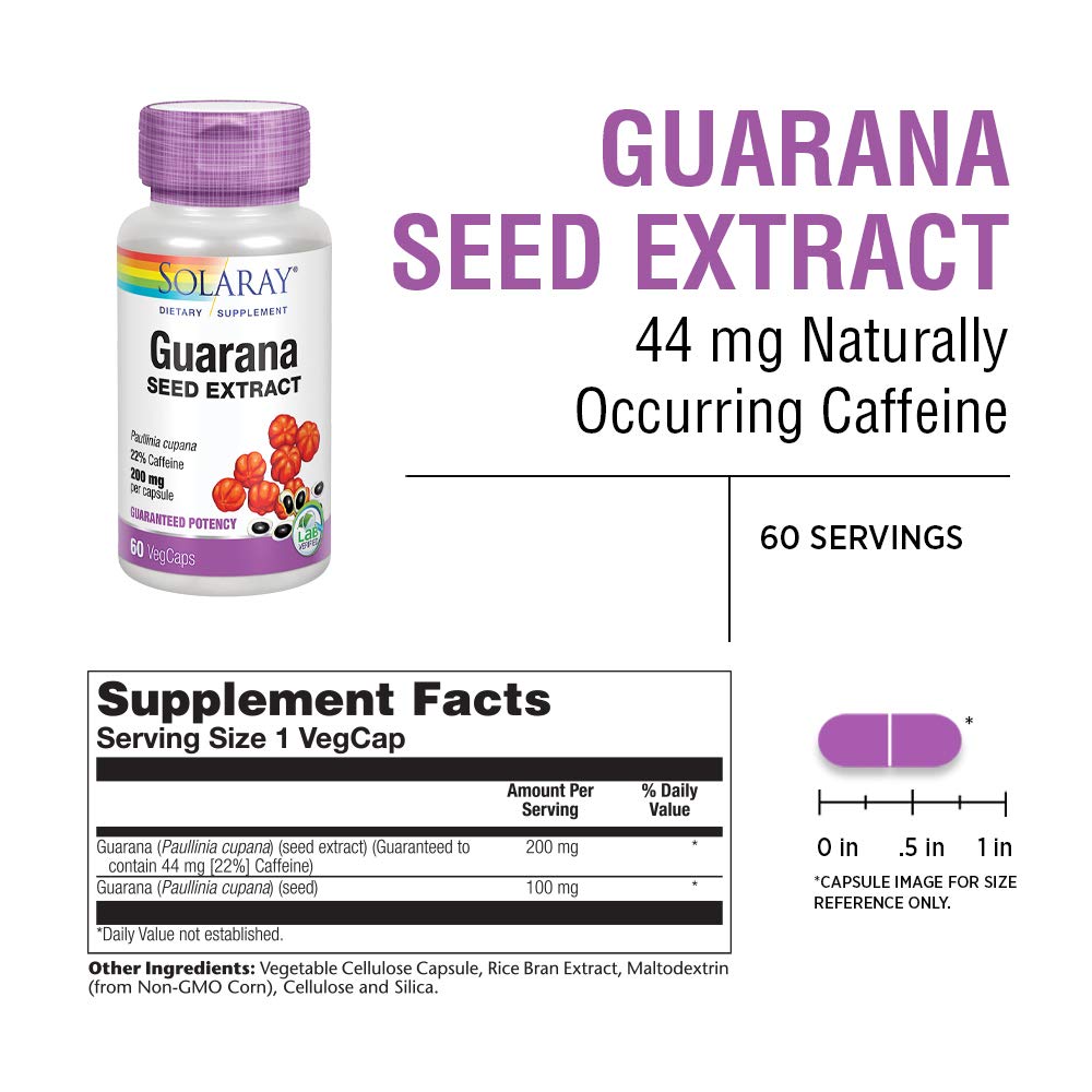 Guarana seeds next to SOLARAY product packaging
