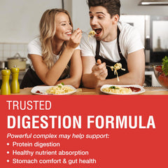 Digestive enzymes concept with pepsin and papain icons
