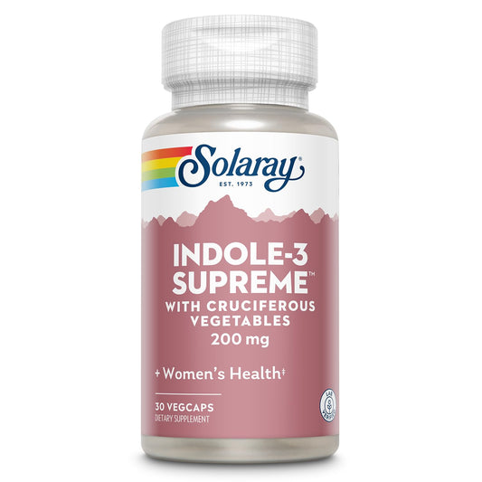 SOLARAY Indole-3 Supreme bottle with cruciferous vegetables