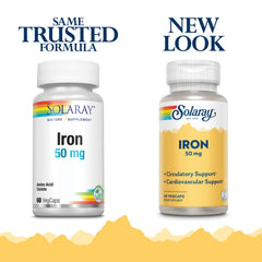 Close-up of Solaray Iron 50 mg VegCaps capsules