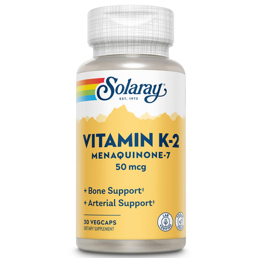 Solaray K2 MK7 Vitamin K2 MK-7 Veg Cap bottle label - image 1