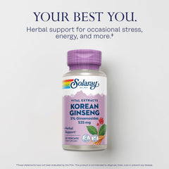 60 vegan capsules of SOLARAY Korean Ginseng Root Extract