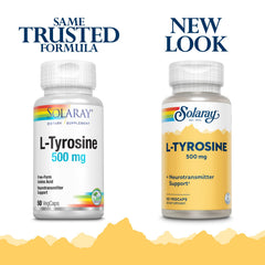 Solaray L-Tyrosine 500 mg Veg Cap bottle – side view