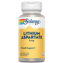 Bottle of SOLARAY Lithium Aspartate 5 mg - 100 capsules