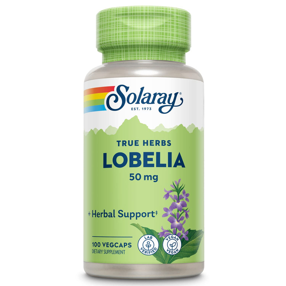 SOLARAY Lobelia Aerial 50mg bottle with ginger root