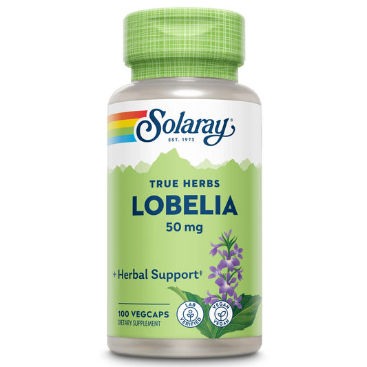SOLARAY Lobelia Aerial 50mg bottle with ginger root