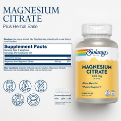SOLARAY Magnesium Citrate 400mg capsules