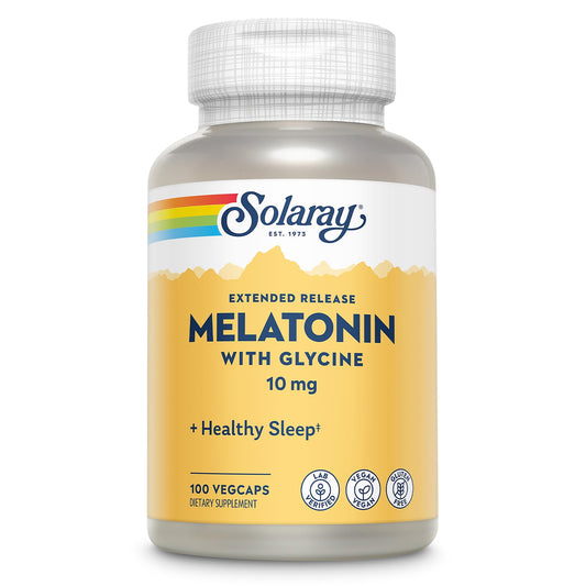 SOLARAY Melatonin 10 mg with Glycine Extended Release VegCaps front view