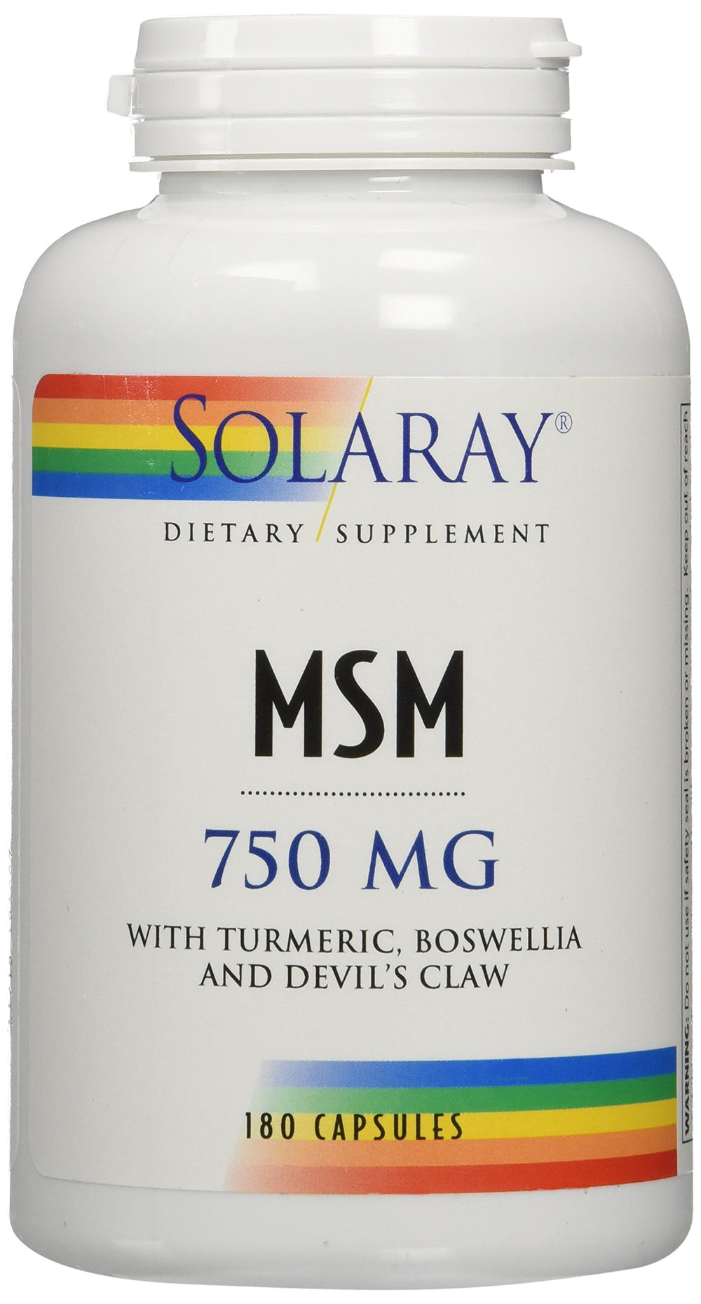 Solaray MSM capsules packaging bottle 180 count