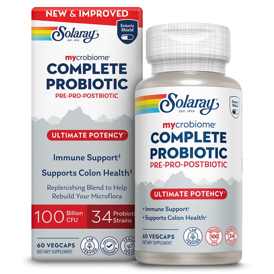 SOLARAY Mycrobiome Complete Probiotic bottle and label