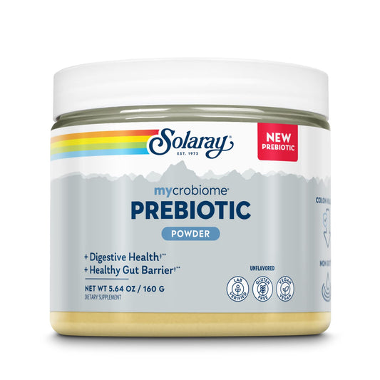 SOLARAY Mycrobiome Prebiotic Powder bottle on white background