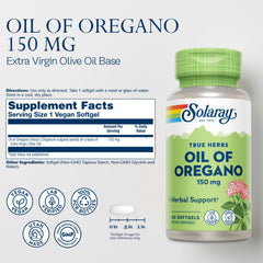 Label on the SOLARAY Oil of Oregano Softgels bottle