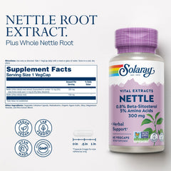 Beta-sitosterol content per serving in Solaray nettle root formula
