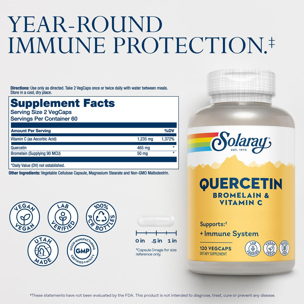 Capsules of SOLARAY Quercetin with Bromelain and Vitamin C