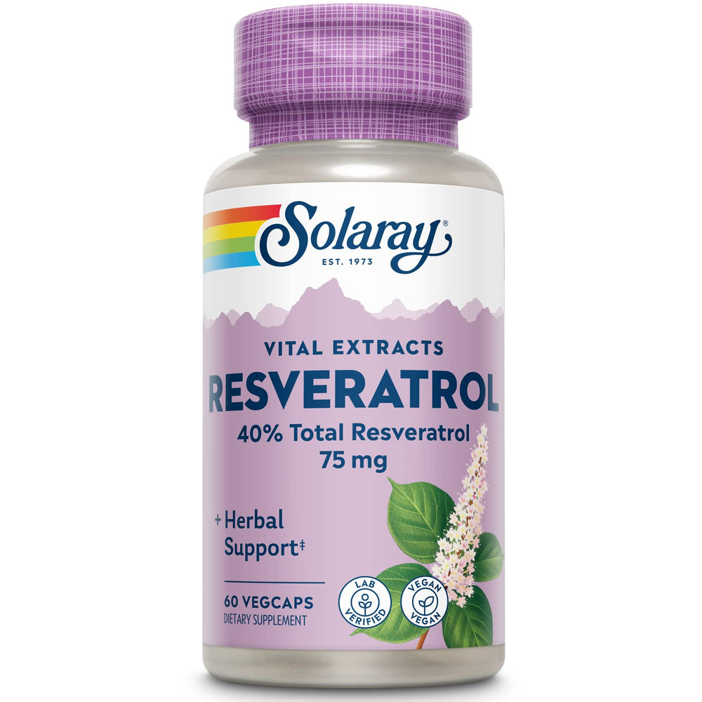 SOLARAY Resveratrol 75mg Veg Cap bottle 60 count