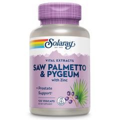 Solaray Saw Palmetto & Pygeum bottle highlighting prostate support potential.