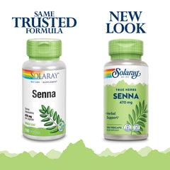 Solaray Senna Leaf 470mg label and capsule details image