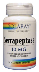 Ingredients panel for Solaray Serrapeptase 10 mg VCapsules