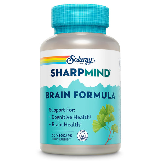 Solaray SharpMind Brain Formula bottle with 60 vegan capsules